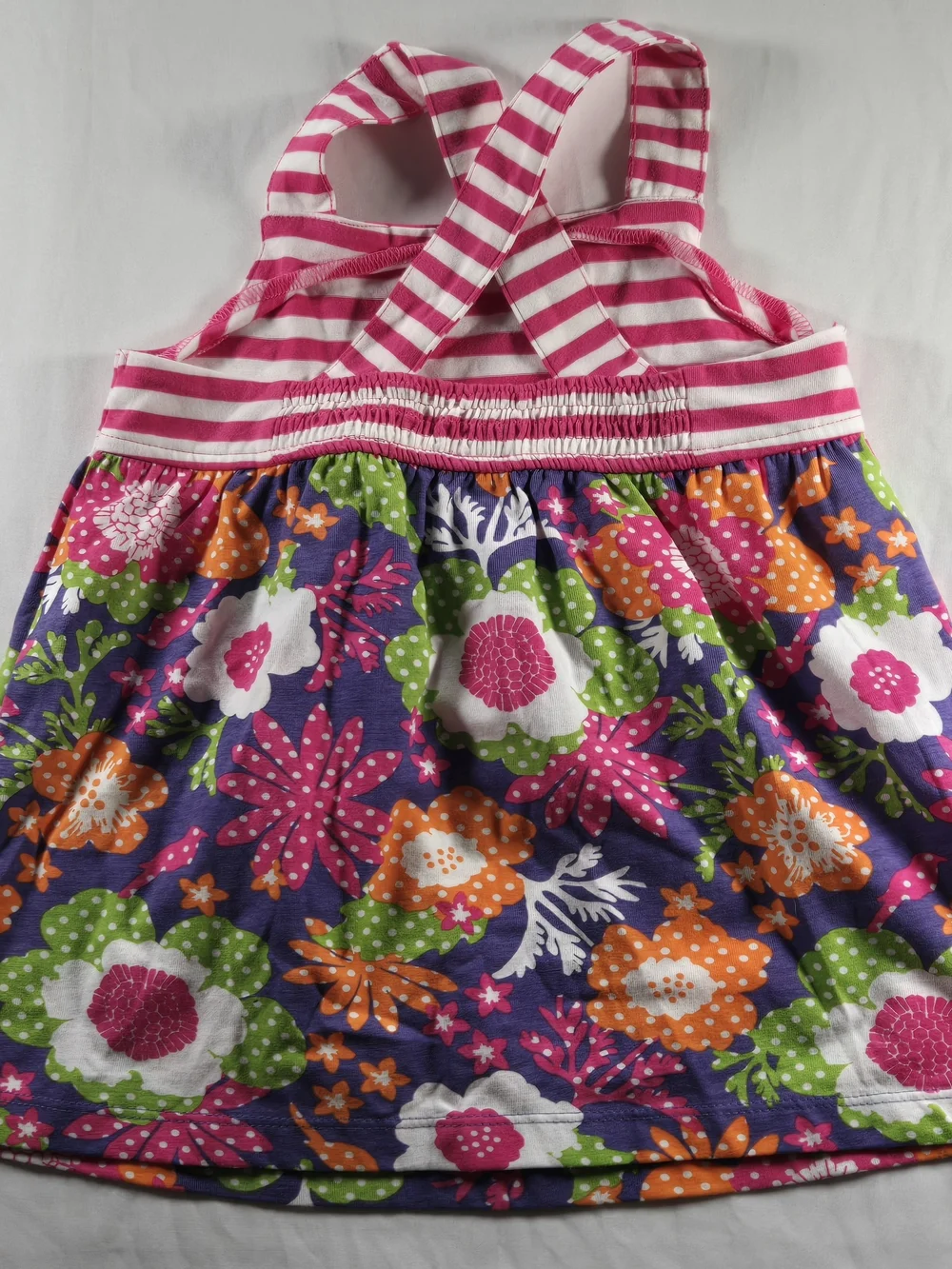 J. Khaki Pink & Purple Striped Bodice Floral Skirt Toddler Dress
